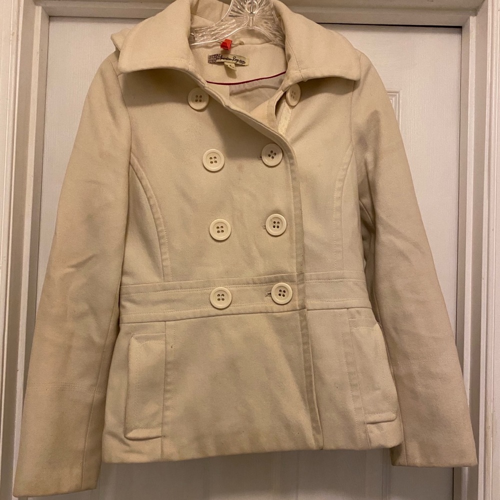 Cream Colored Button Peacoat